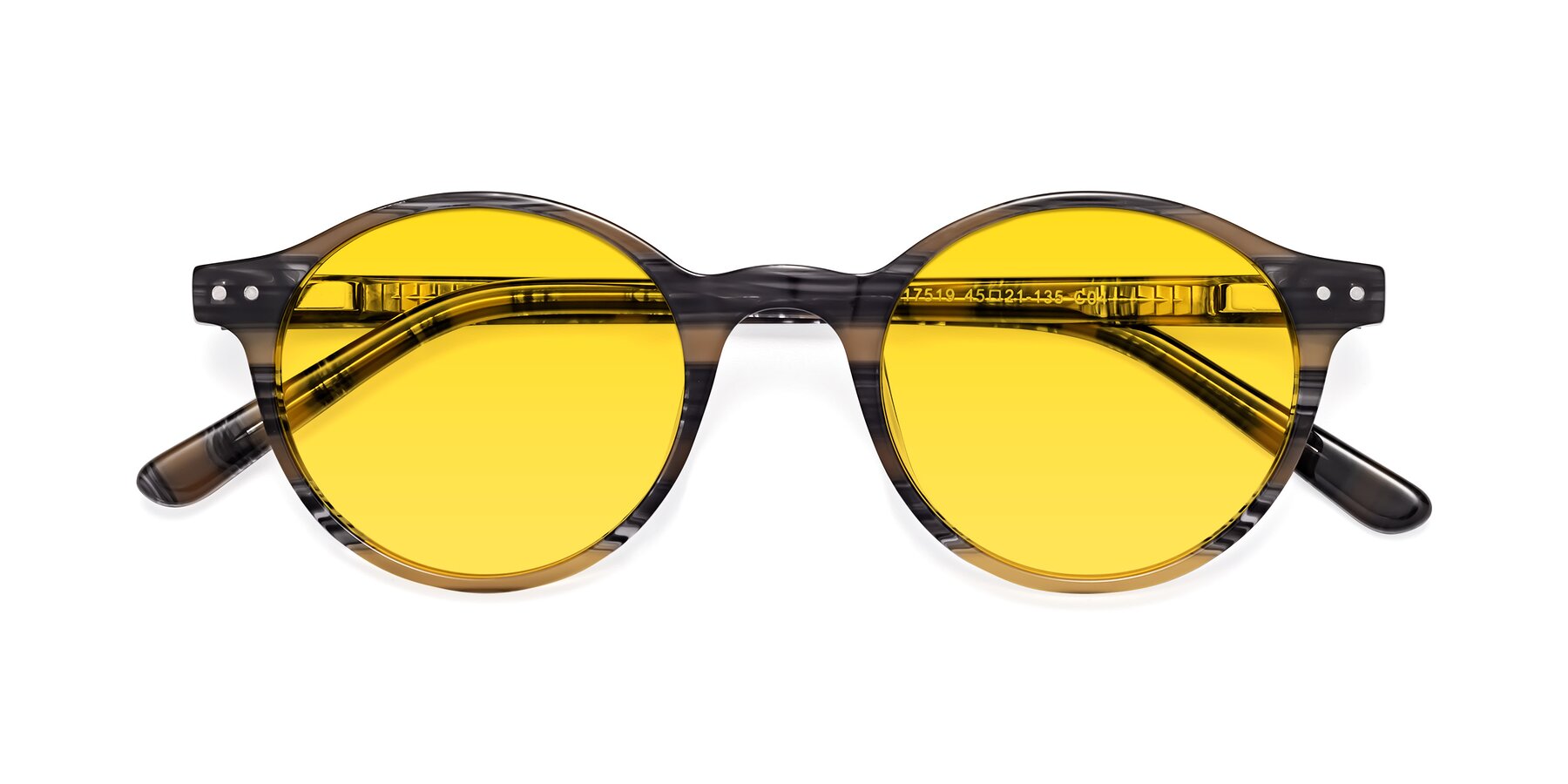 Folded Front of Jardi in Stripe Yellow Grey with Yellow Tinted Lenses