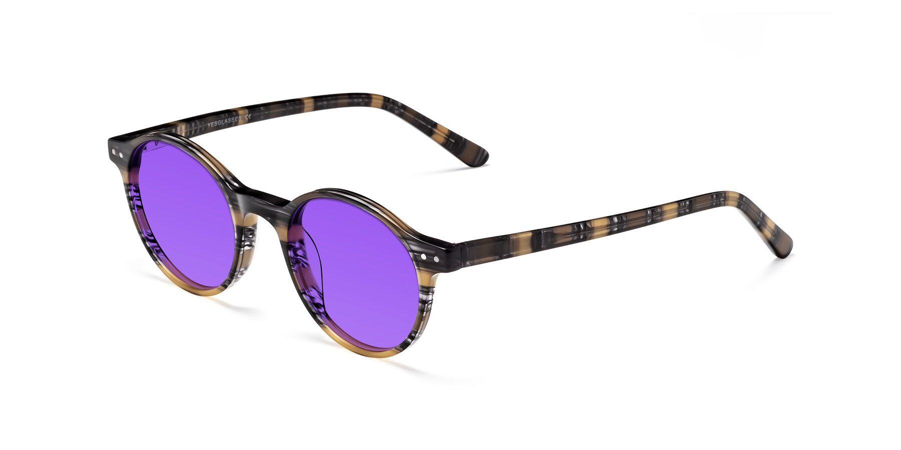 Angle of Jardi in Stripe Yellow Grey with Purple Tinted Lenses