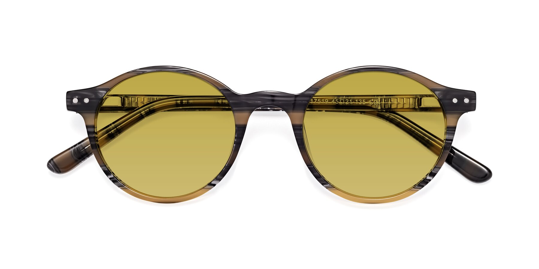 Folded Front of Jardi in Stripe Yellow Grey with Champagne Tinted Lenses