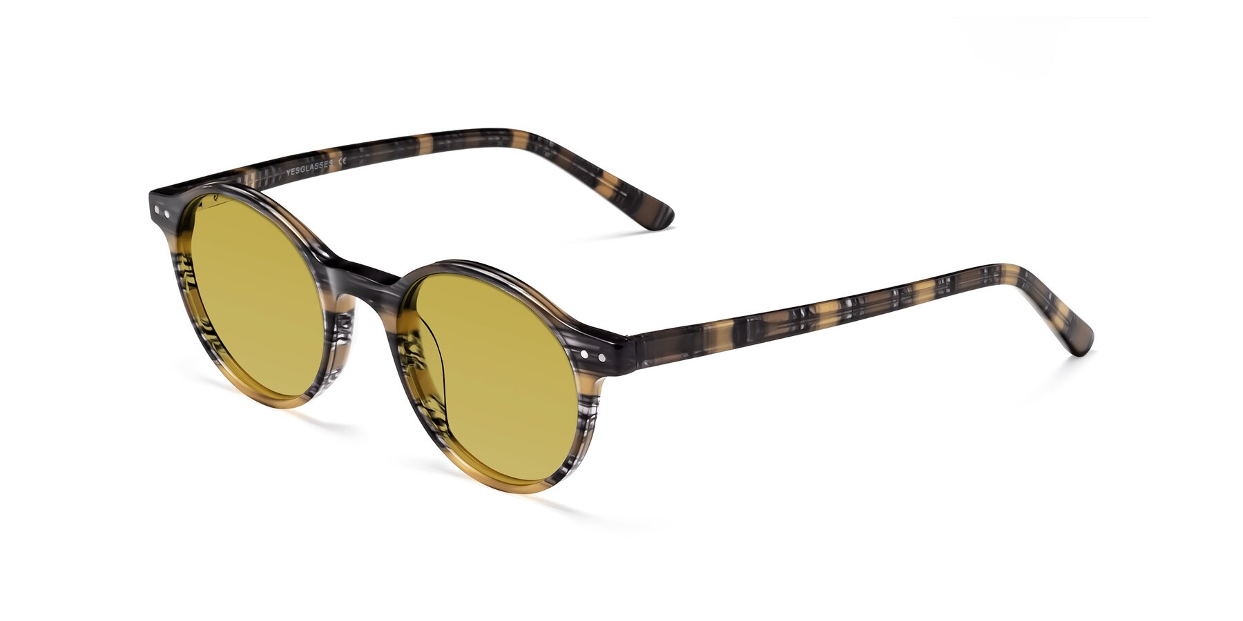 Angle of Jardi in Stripe Yellow Grey with Champagne Tinted Lenses