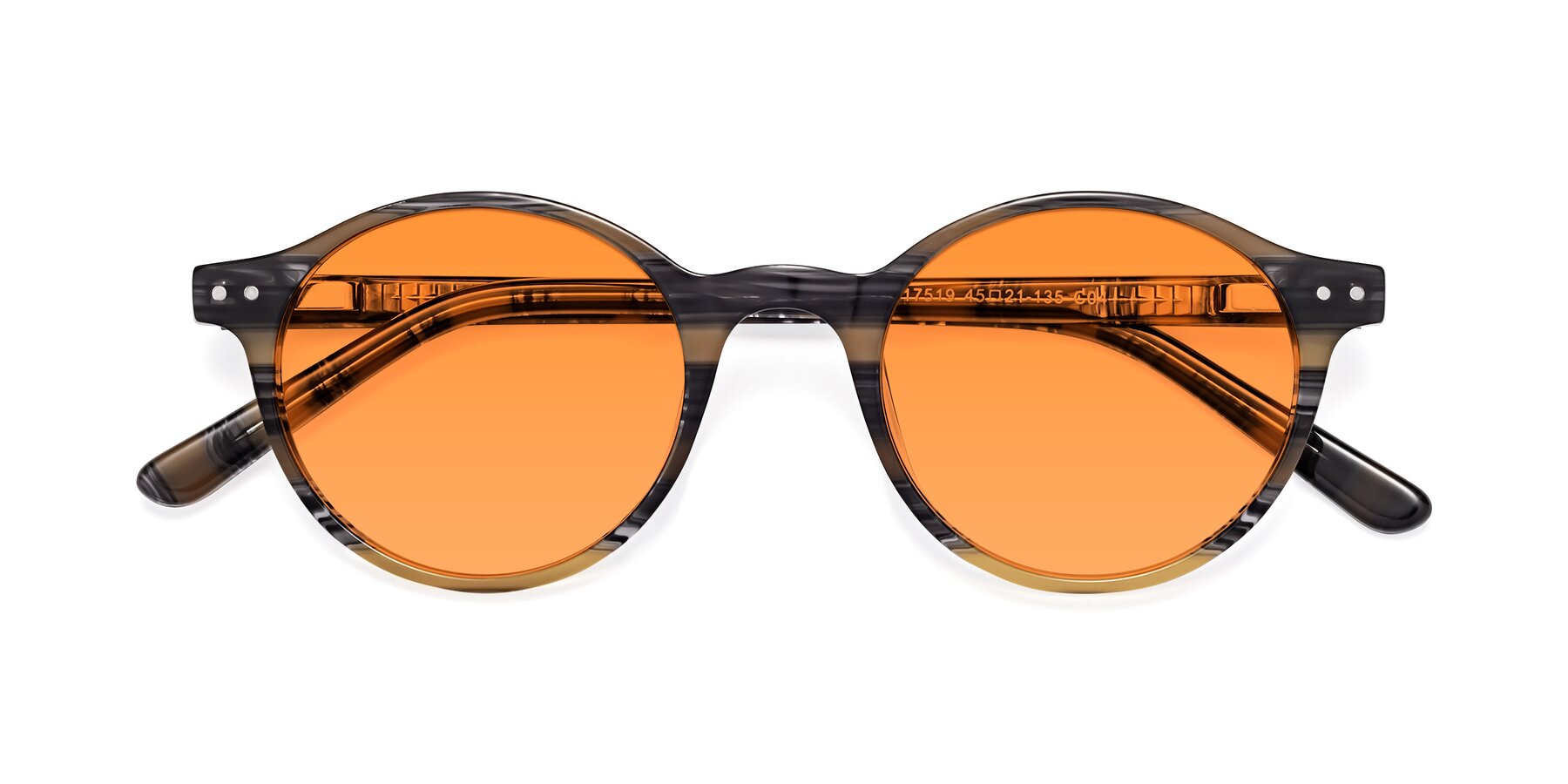 Folded Front of 17519 in Stripe Yellow Grey with Orange Tinted Lenses