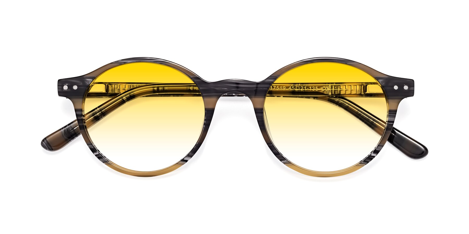 Folded Front of Jardi in Stripe Yellow Grey with Yellow Gradient Lenses