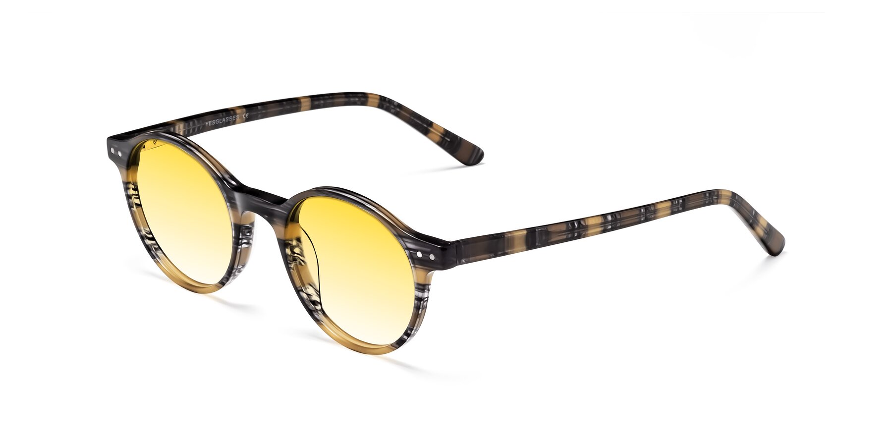 Angle of Jardi in Stripe Yellow Grey with Yellow Gradient Lenses