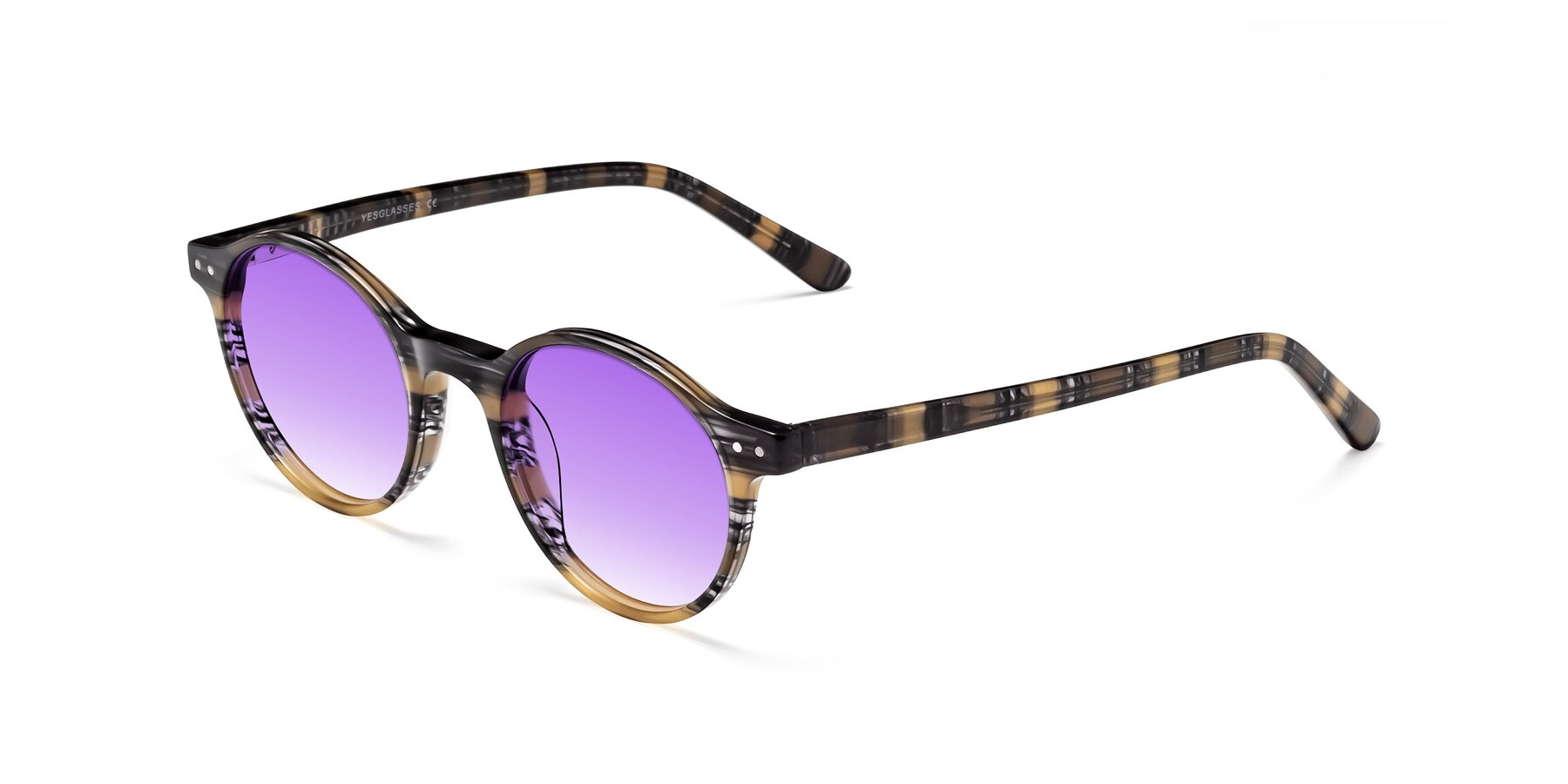 Angle of Jardi in Stripe Yellow Grey with Purple Gradient Lenses