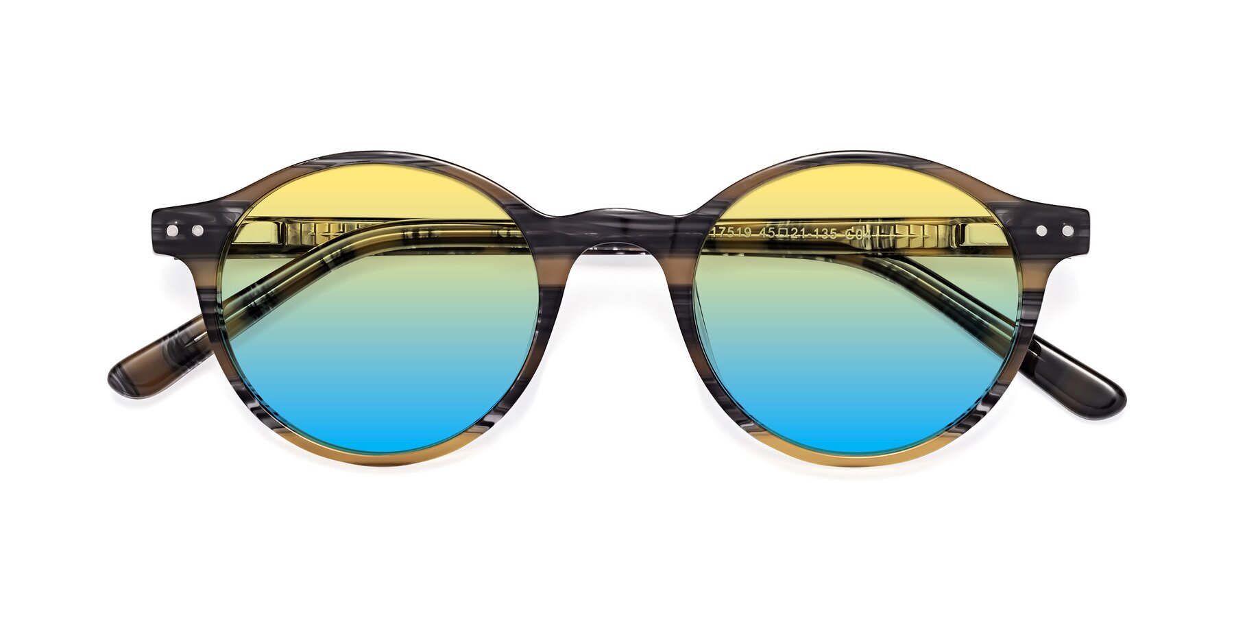 Folded Front of 17519 in Stripe Yellow Grey with Yellow / Blue Gradient Lenses