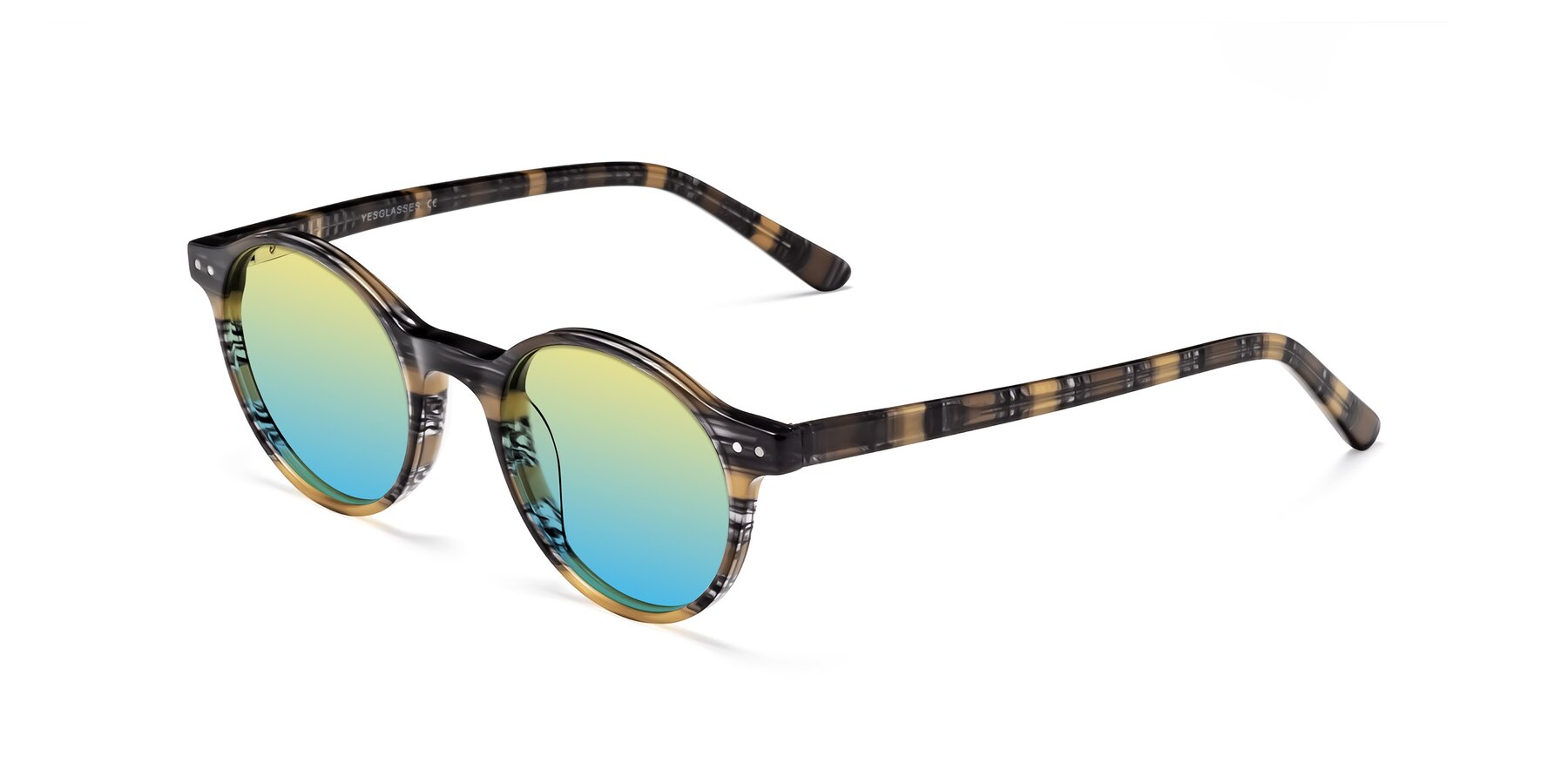 Angle of 17519 in Stripe Yellow Grey with Yellow / Blue Gradient Lenses