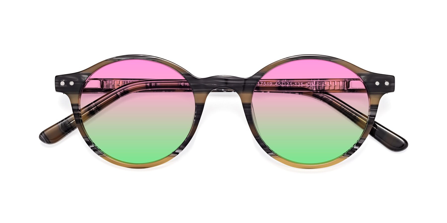 Folded Front of 17519 in Stripe Yellow Grey with Pink / Green Gradient Lenses