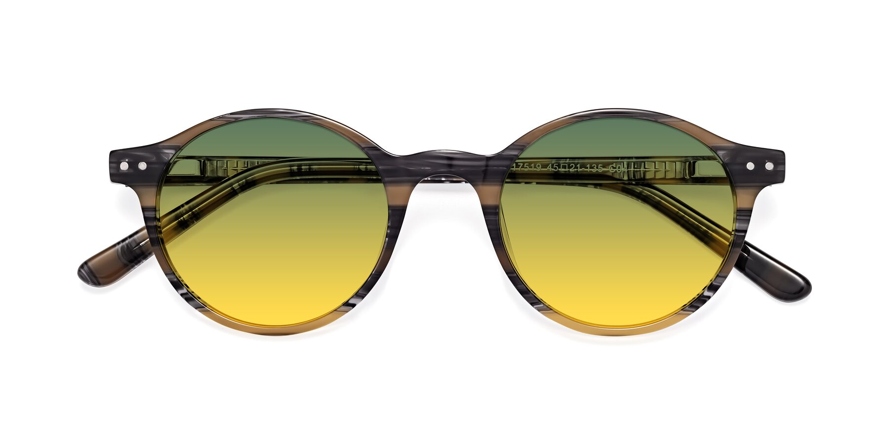 Folded Front of Jardi in Stripe Yellow Grey with Green / Yellow Gradient Lenses