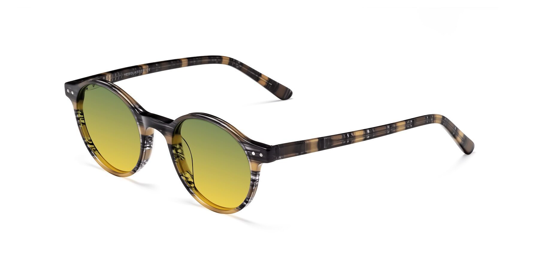 Angle of Jardi in Stripe Yellow Grey with Green / Yellow Gradient Lenses