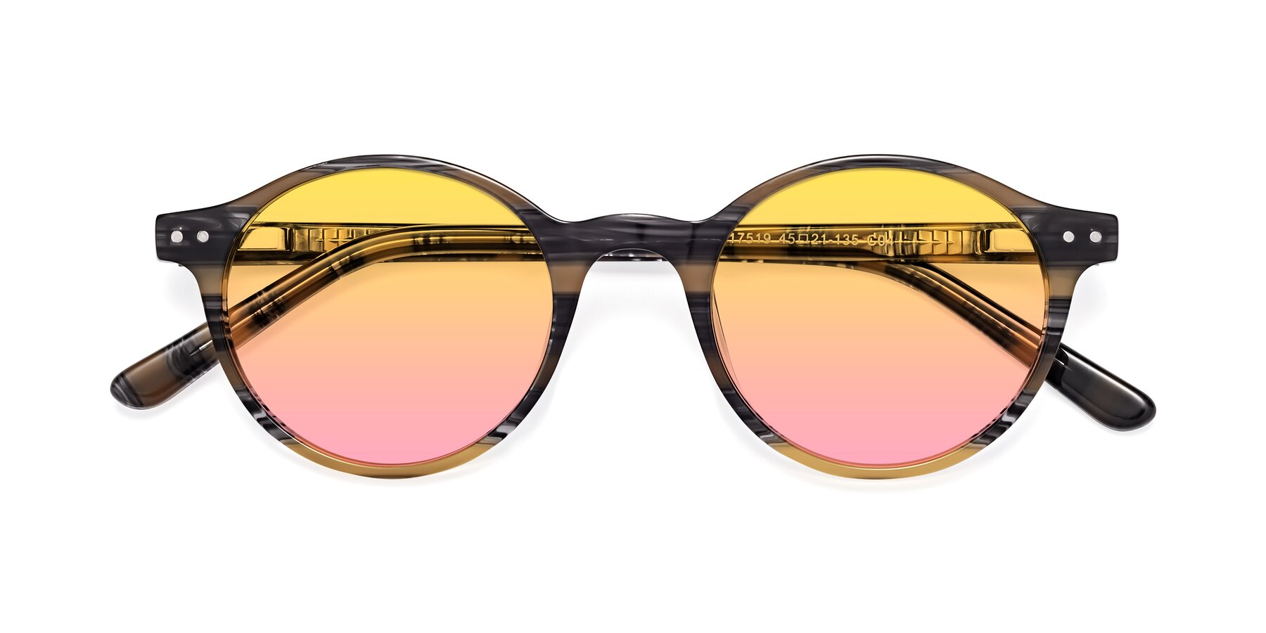 Folded Front of 17519 in Stripe Yellow Grey with Yellow / Pink Gradient Lenses