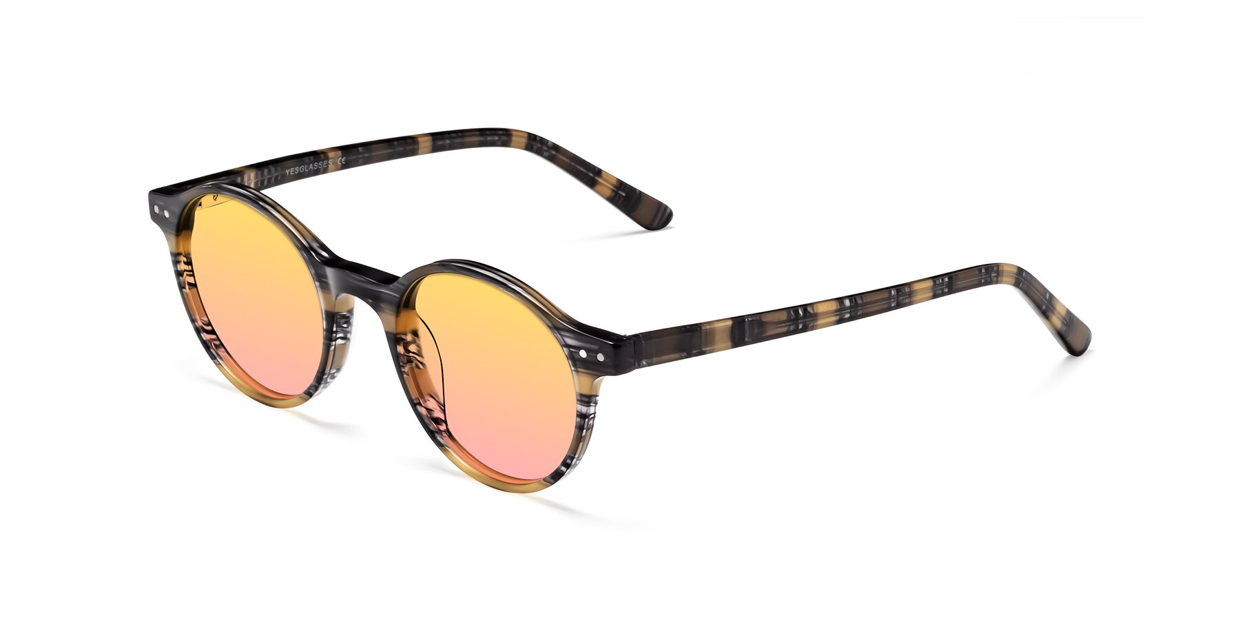 Angle of 17519 in Stripe Yellow Grey with Yellow / Pink Gradient Lenses