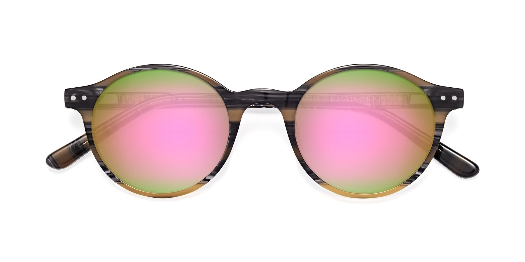 Folded Front of Jardi in Stripe Yellow Grey with Pink Mirrored Lenses