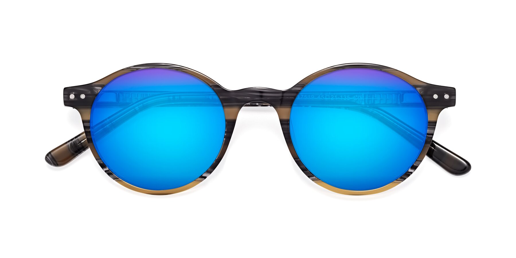 Folded Front of 17519 in Stripe Yellow Grey with Blue Mirrored Lenses