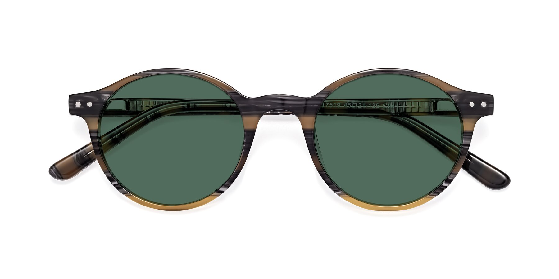 Folded Front of Jardi in Stripe Yellow Grey with Green Polarized Lenses