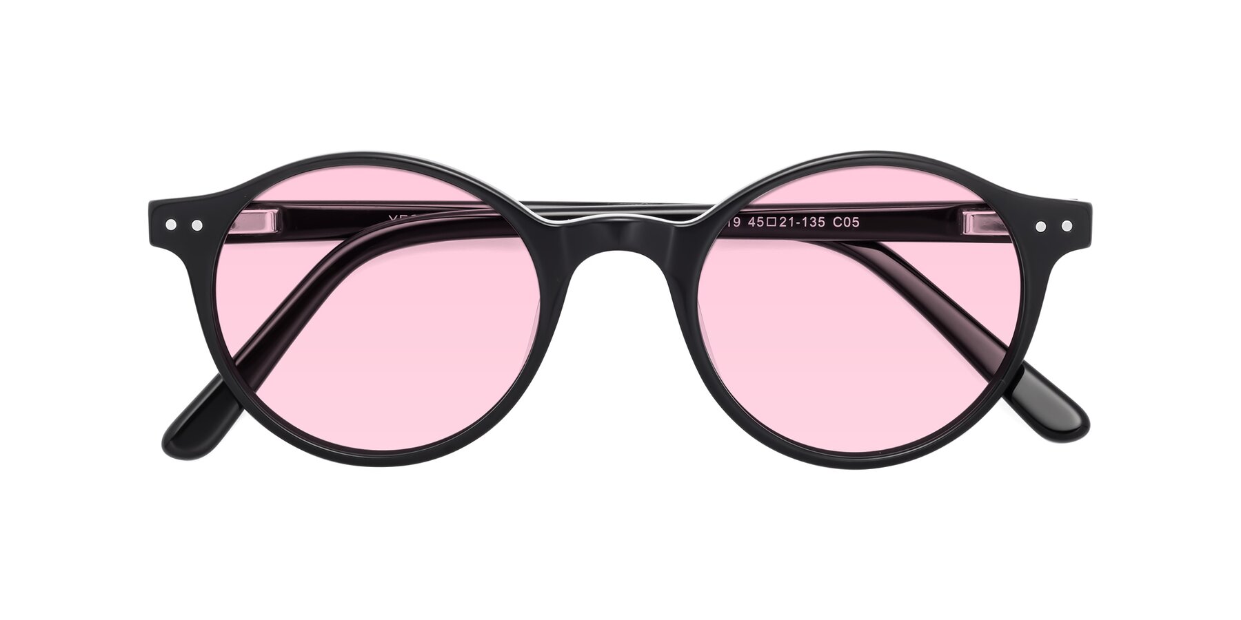 Folded Front of 17519 in Black with Light Pink Tinted Lenses