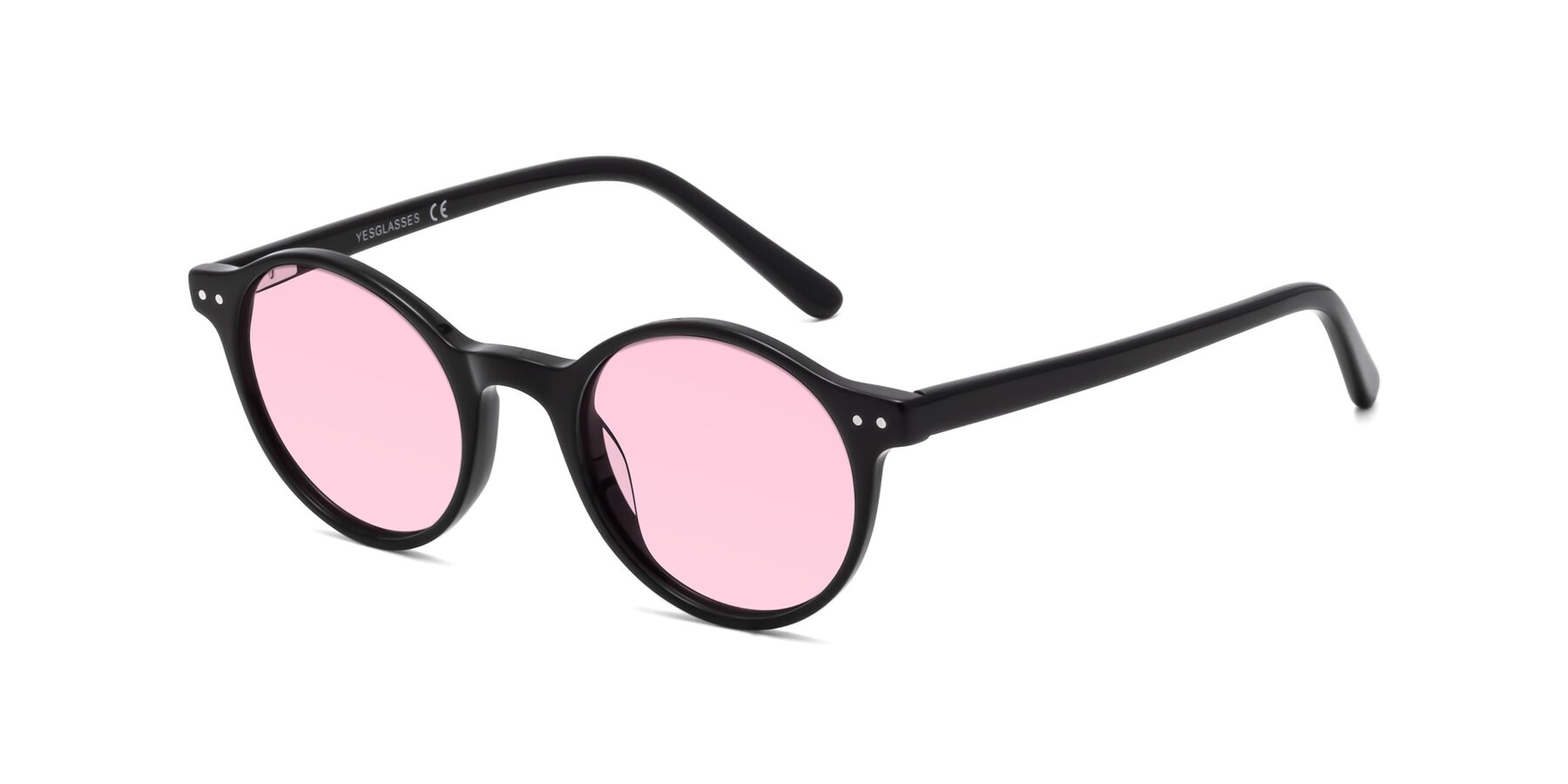 Angle of 17519 in Black with Light Pink Tinted Lenses
