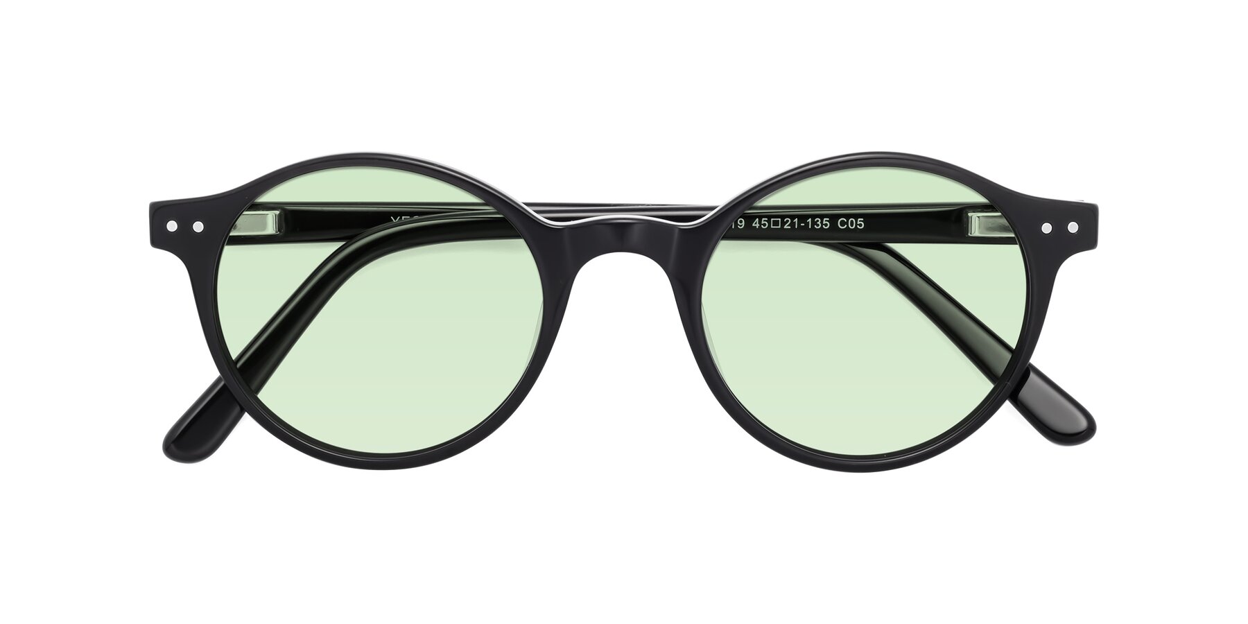 Folded Front of Jardi in Black with Light Green Tinted Lenses