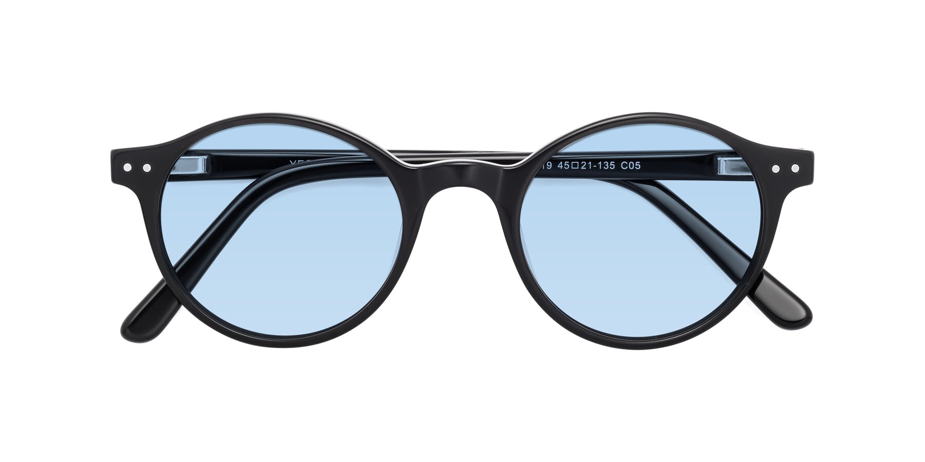 Folded Front of Jardi in Black with Light Blue Tinted Lenses
