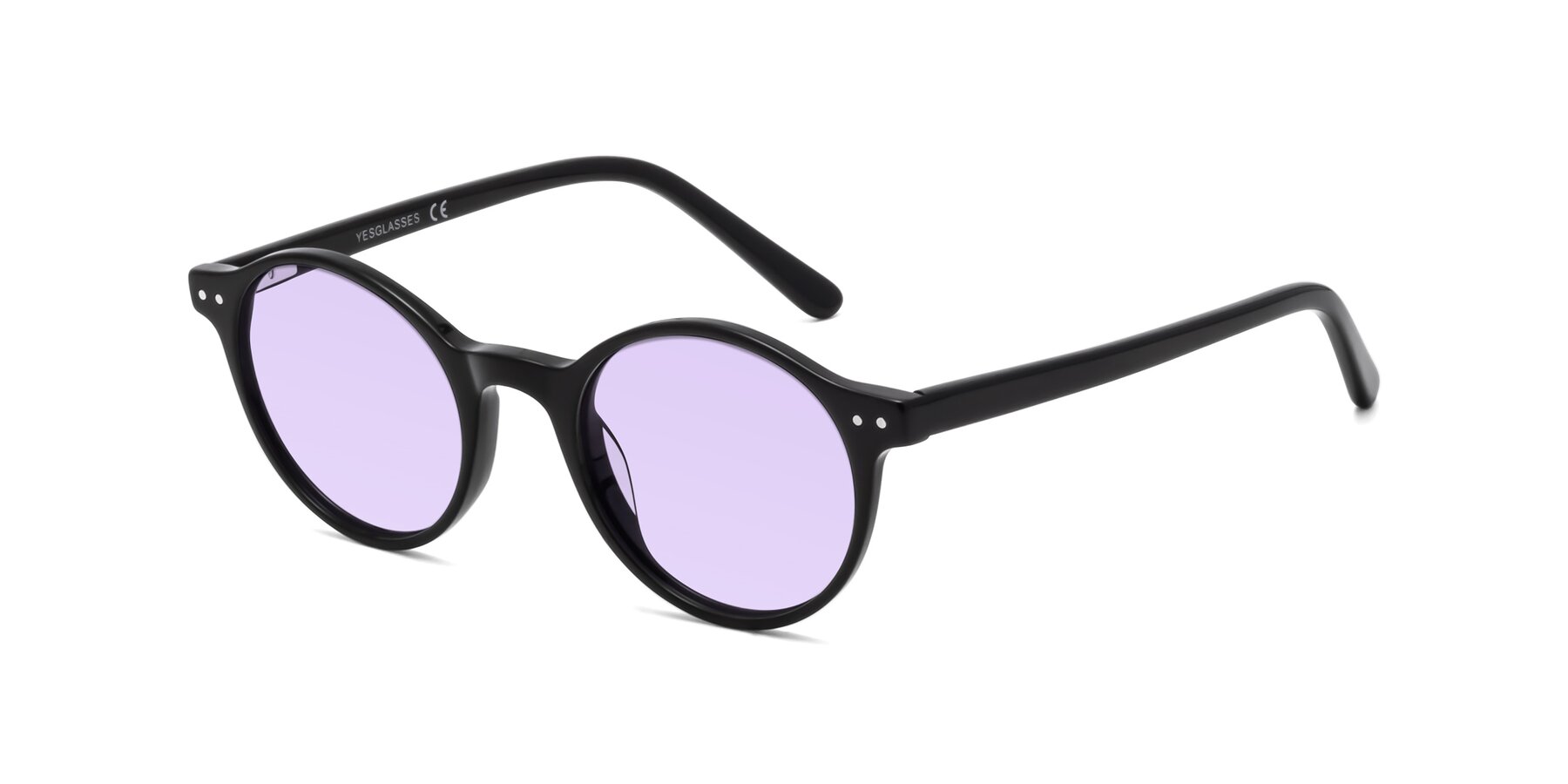 Angle of Jardi in Black with Light Purple Tinted Lenses