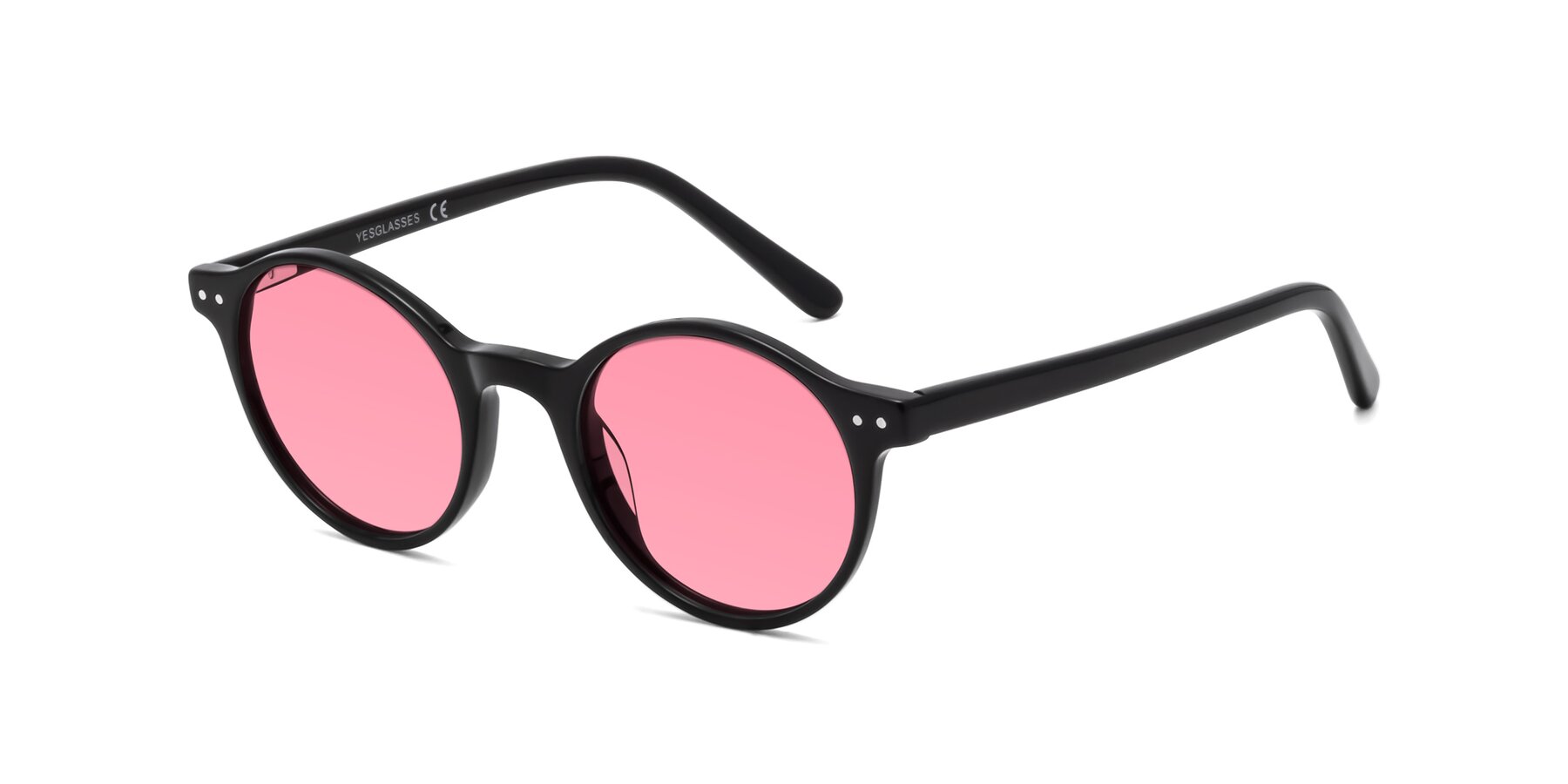 Angle of Jardi in Black with Pink Tinted Lenses