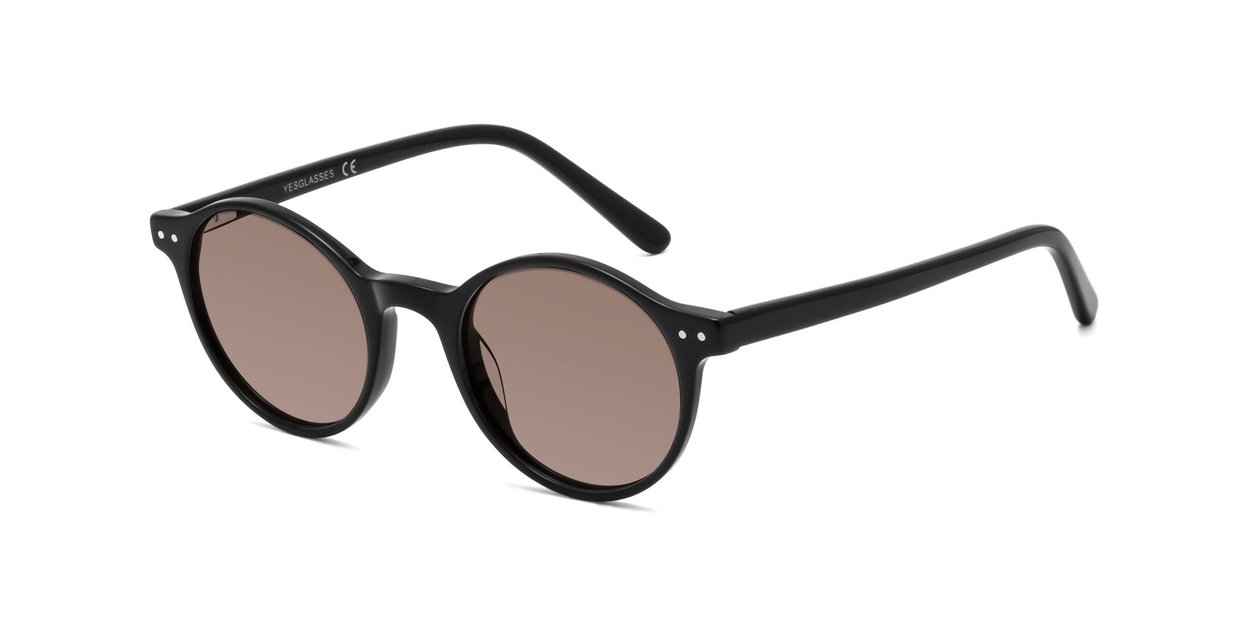 Angle of Jardi in Black with Medium Brown Tinted Lenses