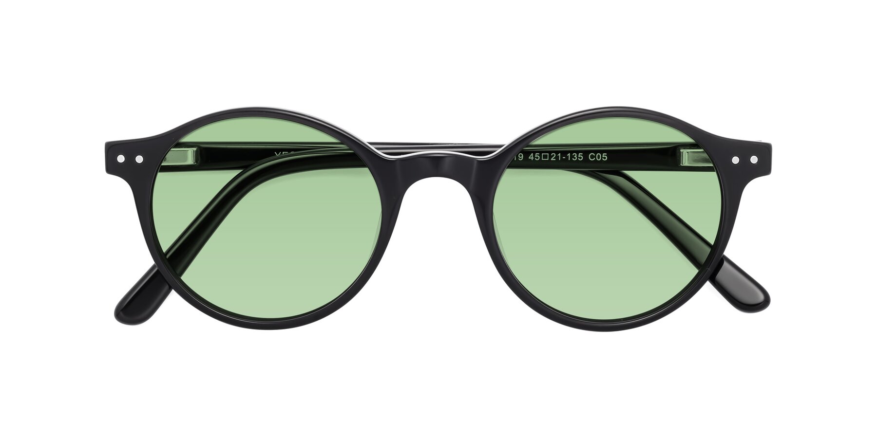 Folded Front of Jardi in Black with Medium Green Tinted Lenses
