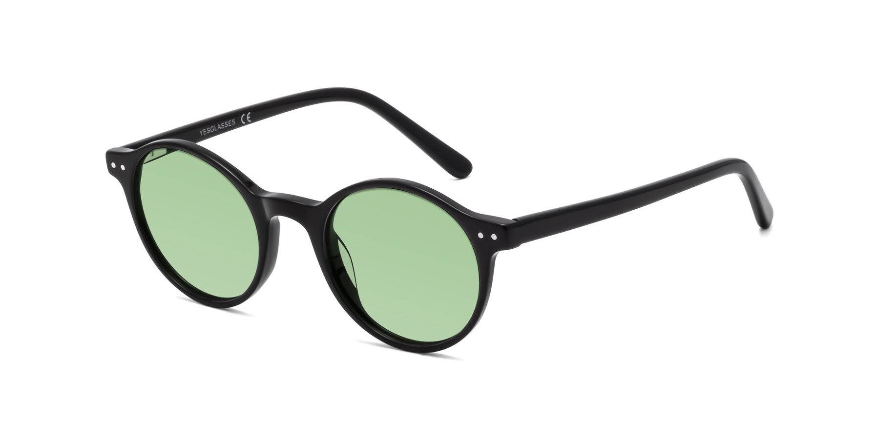 Angle of Jardi in Black with Medium Green Tinted Lenses