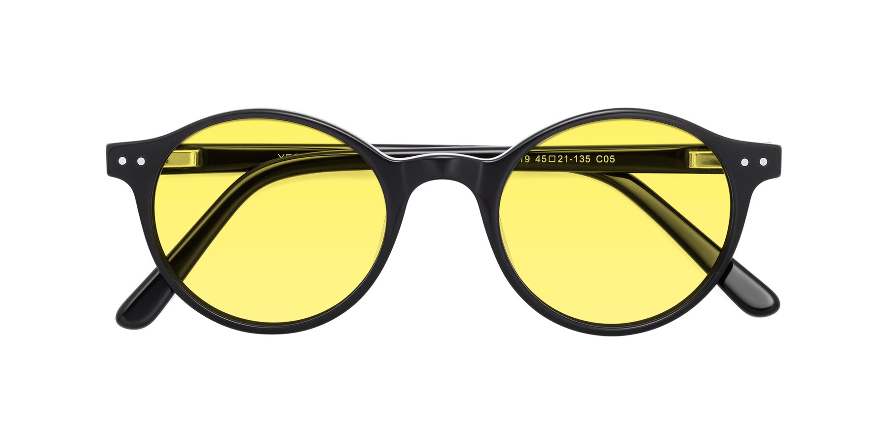 Folded Front of Jardi in Black with Medium Yellow Tinted Lenses
