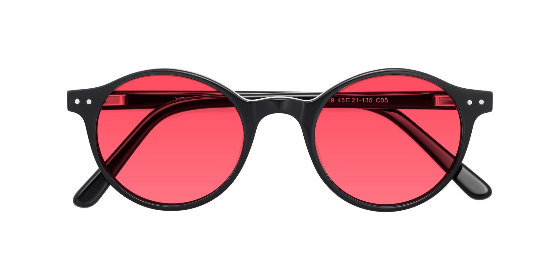 Folded Front of Jardi in Black with Red Tinted Lenses