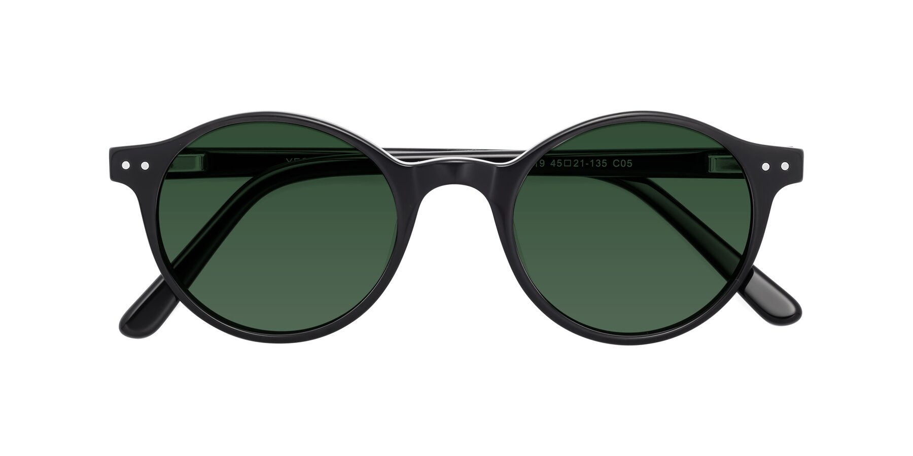 Folded Front of Jardi in Black with Green Tinted Lenses