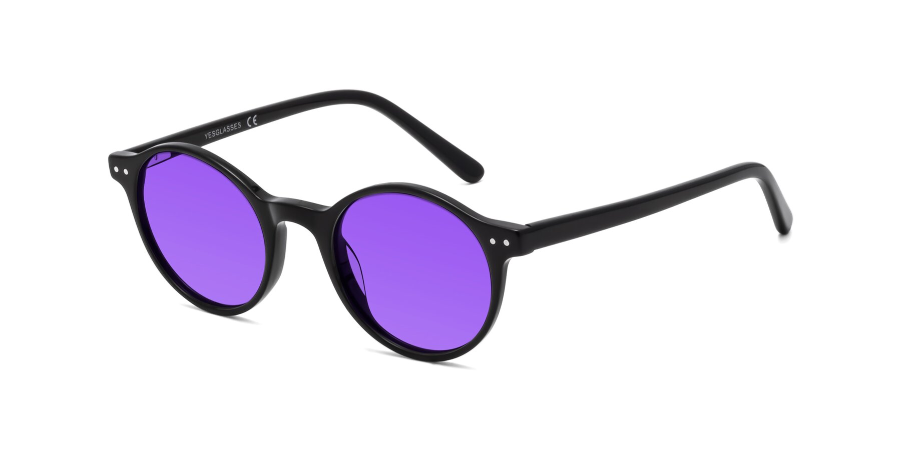 Angle of Jardi in Black with Purple Tinted Lenses