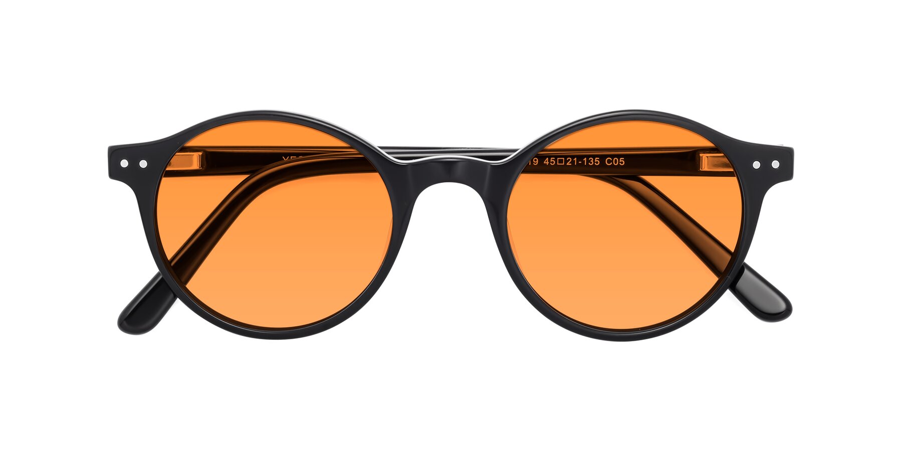 Folded Front of Jardi in Black with Orange Tinted Lenses