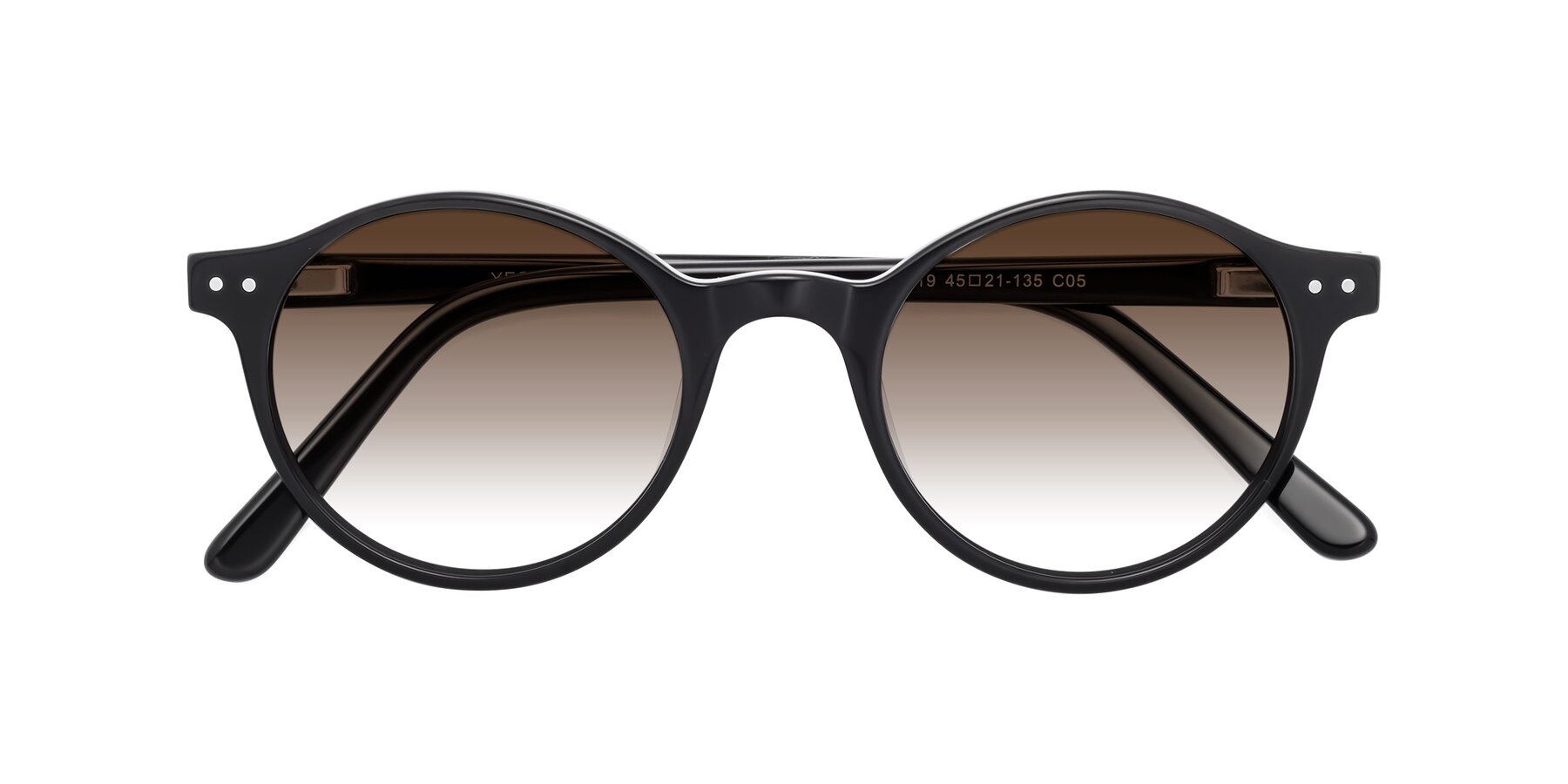Folded Front of 17519 in Black with Brown Gradient Lenses