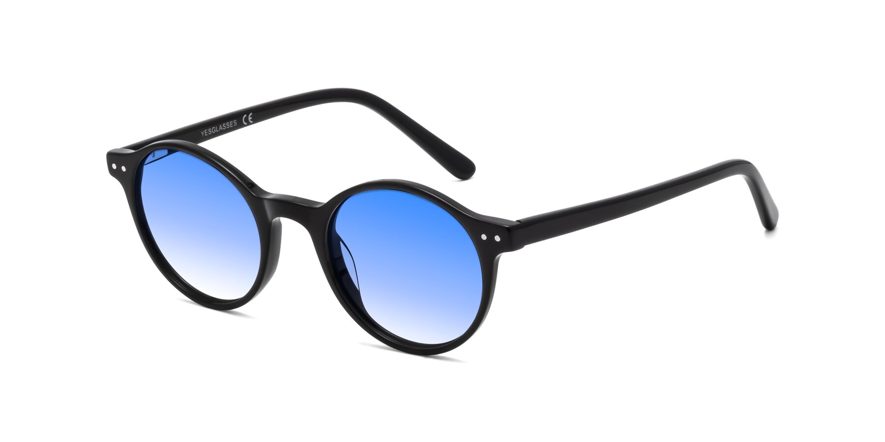 Angle of Jardi in Black with Blue Gradient Lenses