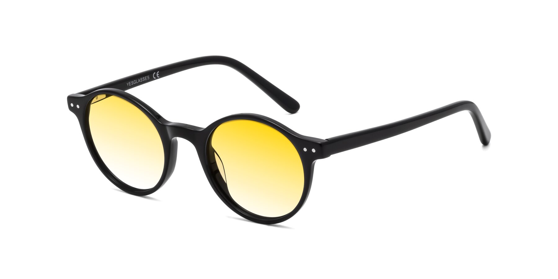 Angle of Jardi in Black with Yellow Gradient Lenses