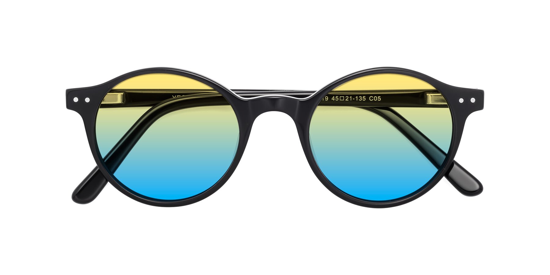 Folded Front of Jardi in Black with Yellow / Blue Gradient Lenses