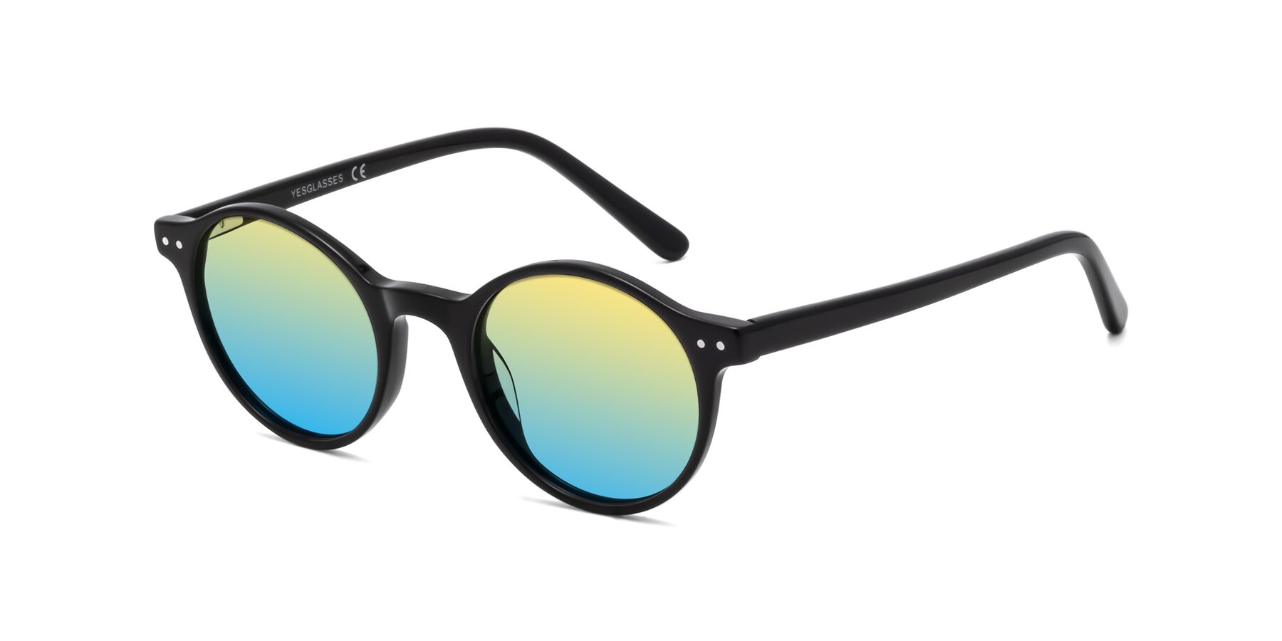 Angle of Jardi in Black with Yellow / Blue Gradient Lenses