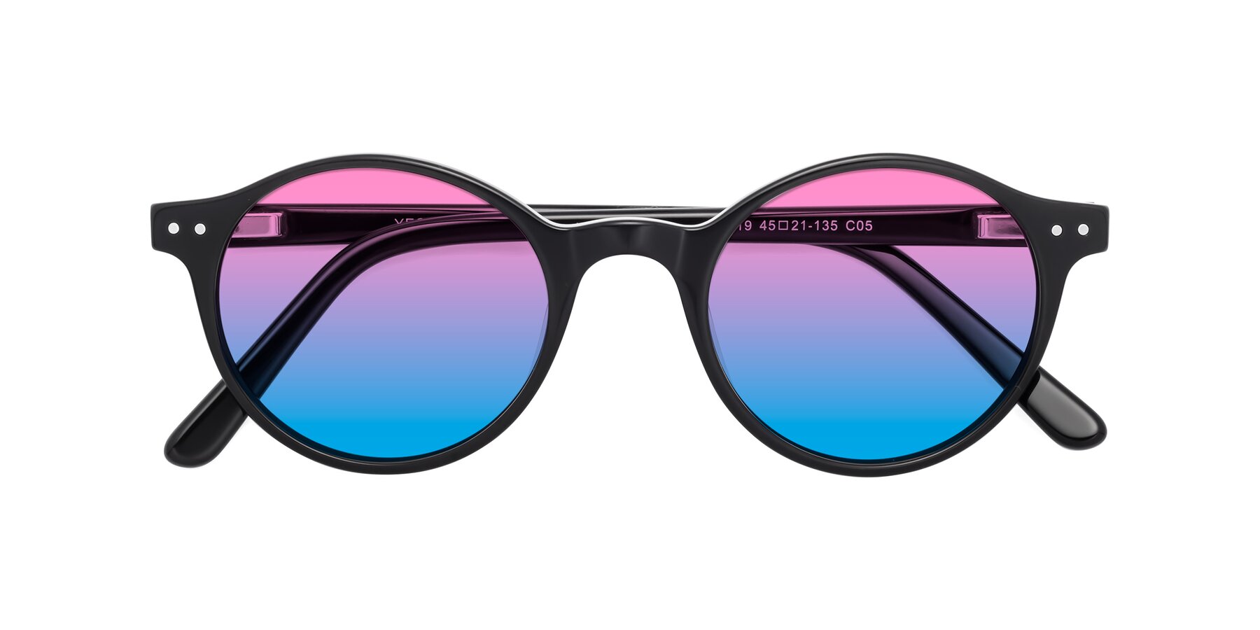 Folded Front of 17519 in Black with Pink / Blue Gradient Lenses