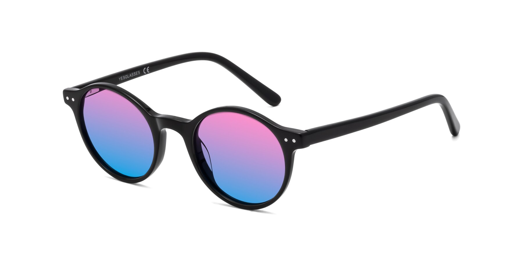Angle of 17519 in Black with Pink / Blue Gradient Lenses