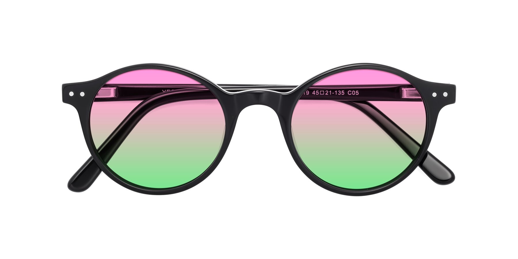 Folded Front of 17519 in Black with Pink / Green Gradient Lenses
