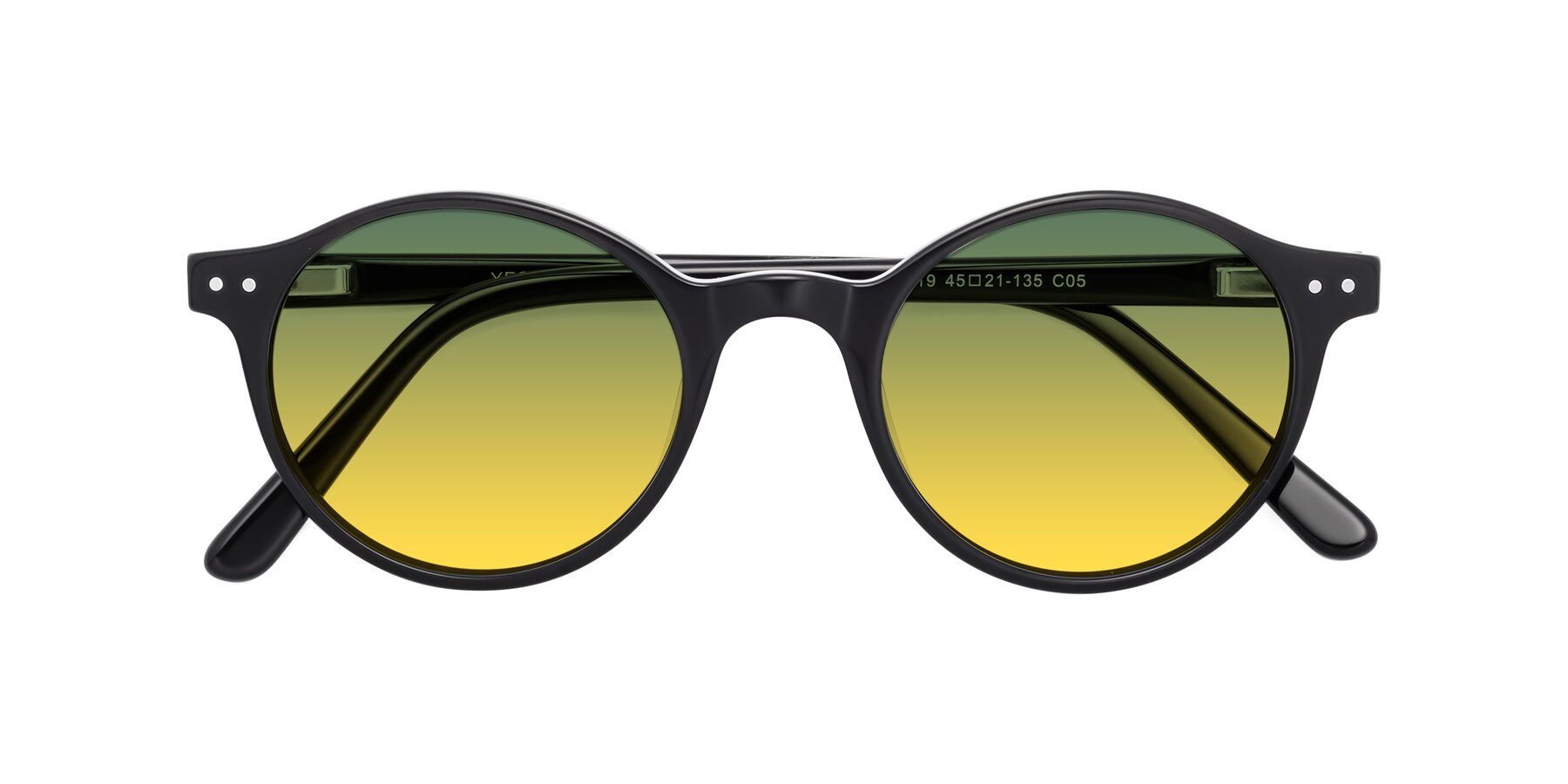 Folded Front of 17519 in Black with Green / Yellow Gradient Lenses