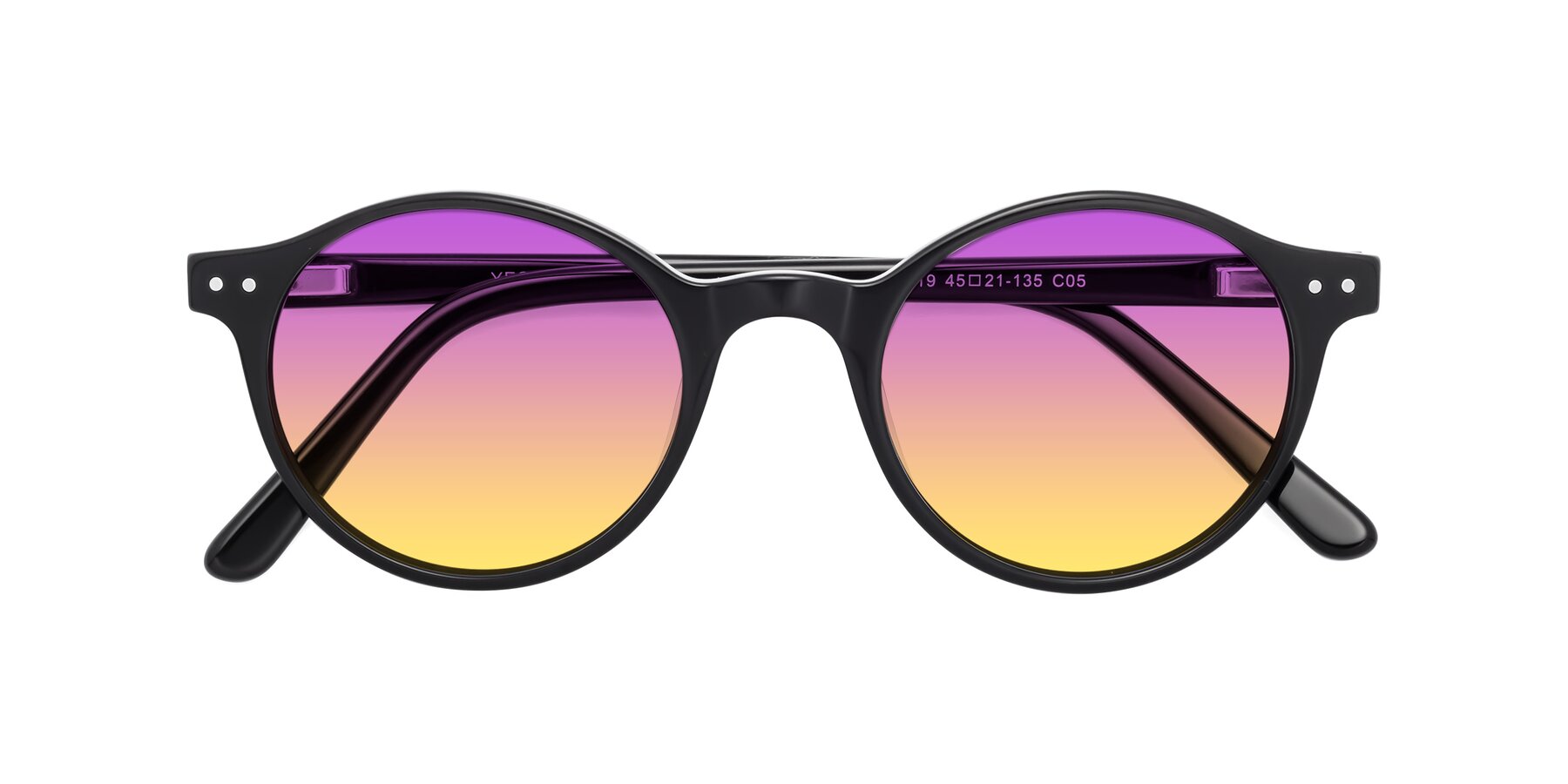 Folded Front of 17519 in Black with Purple / Yellow Gradient Lenses