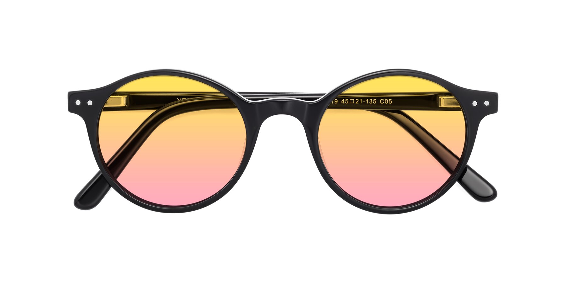Folded Front of Jardi in Black with Yellow / Pink Gradient Lenses