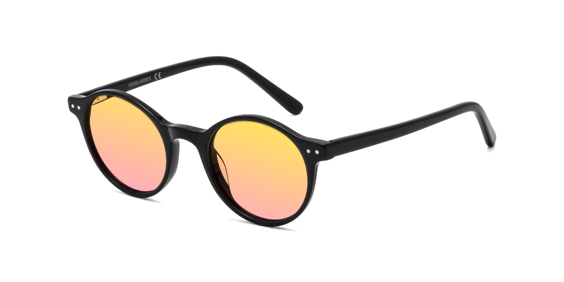 Angle of Jardi in Black with Yellow / Pink Gradient Lenses