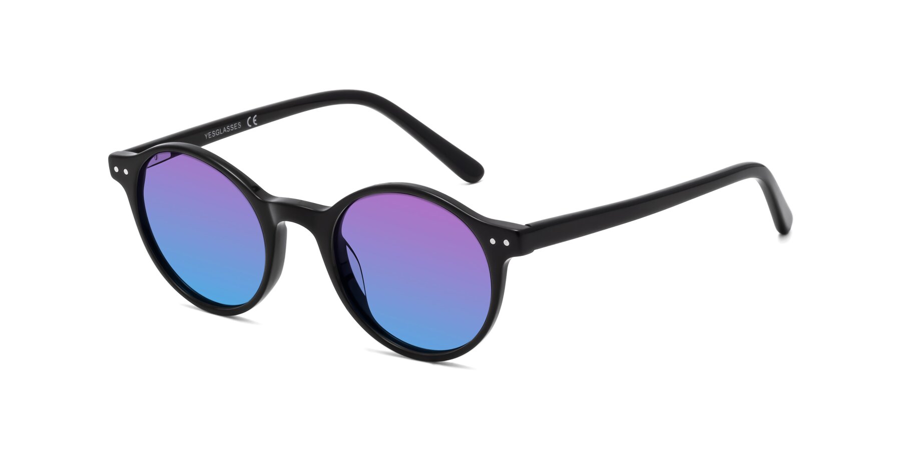 Angle of 17519 in Black with Purple / Blue Gradient Lenses