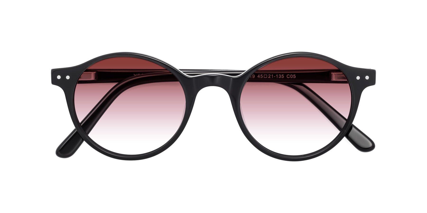 Folded Front of Jardi in Black with Garnet Gradient Lenses