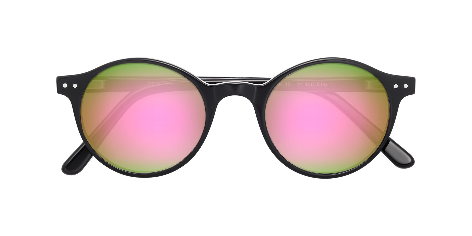 Folded Front of Jardi in Black with Pink Mirrored Lenses