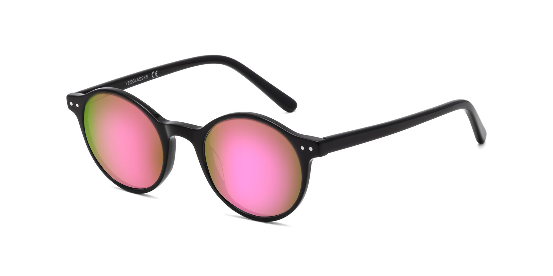 Angle of Jardi in Black with Pink Mirrored Lenses