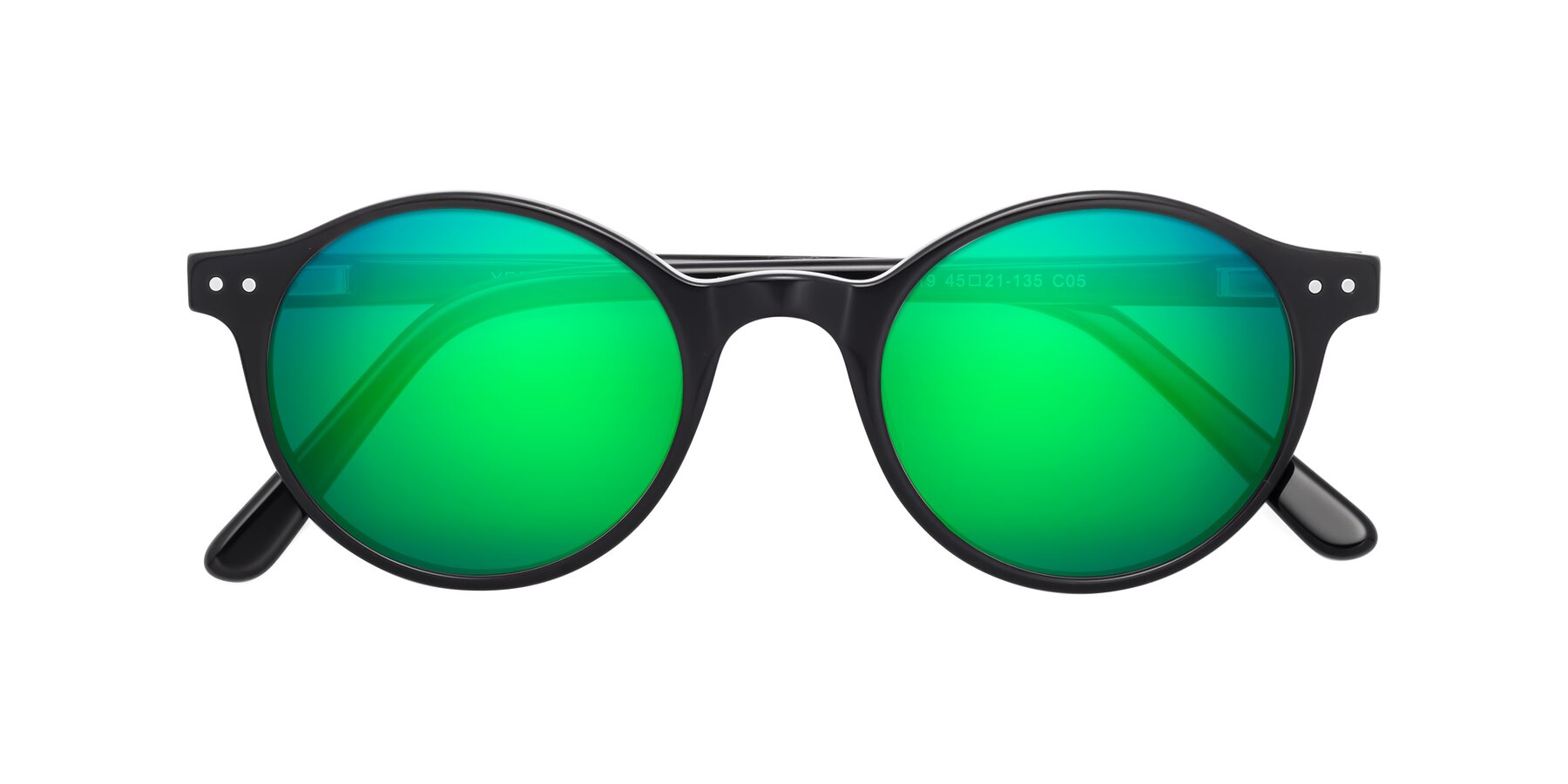 Folded Front of 17519 in Black with Green Mirrored Lenses