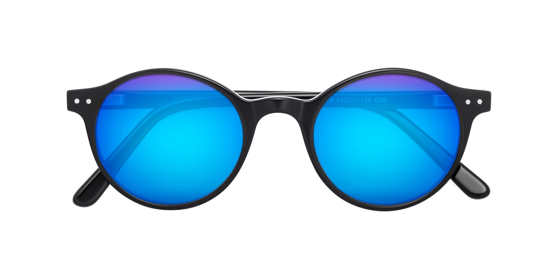 Folded Front of 17519 in Black with Blue Mirrored Lenses